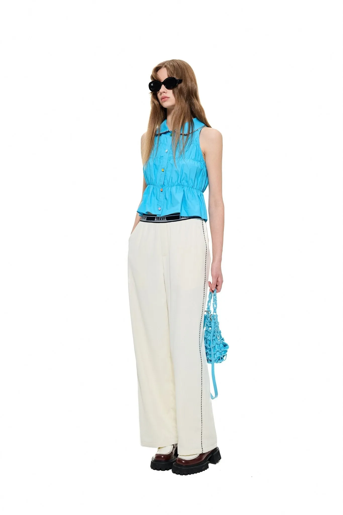Alexia High-Waist Wide-Leg Trousers in White