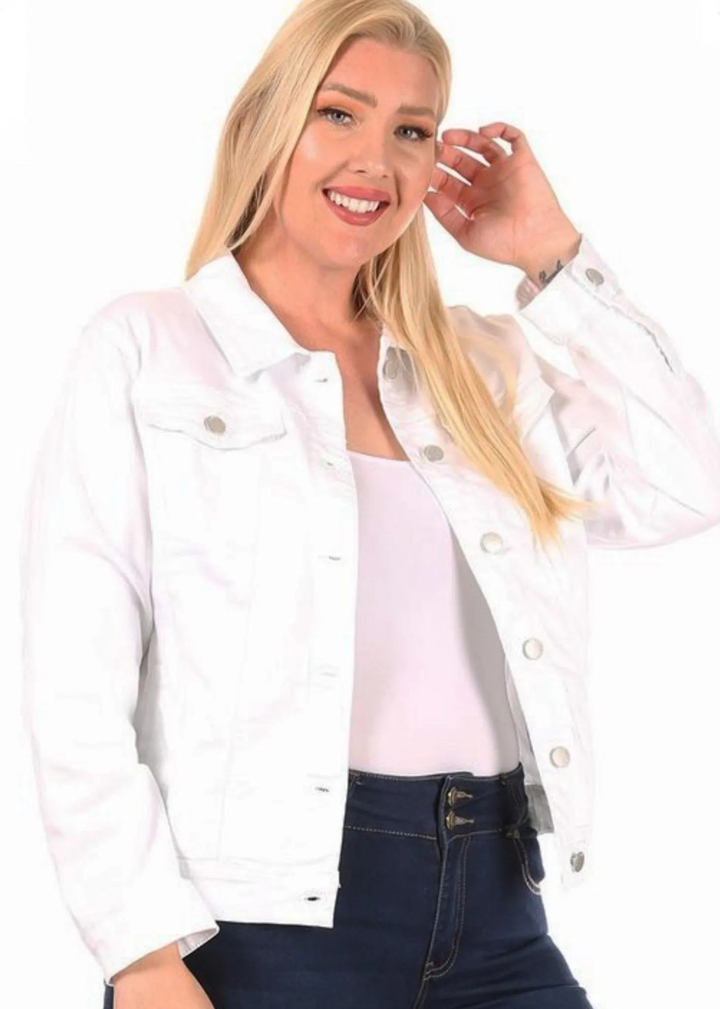 Amaryllis, Women’s Plus Size Denim Jacket, White