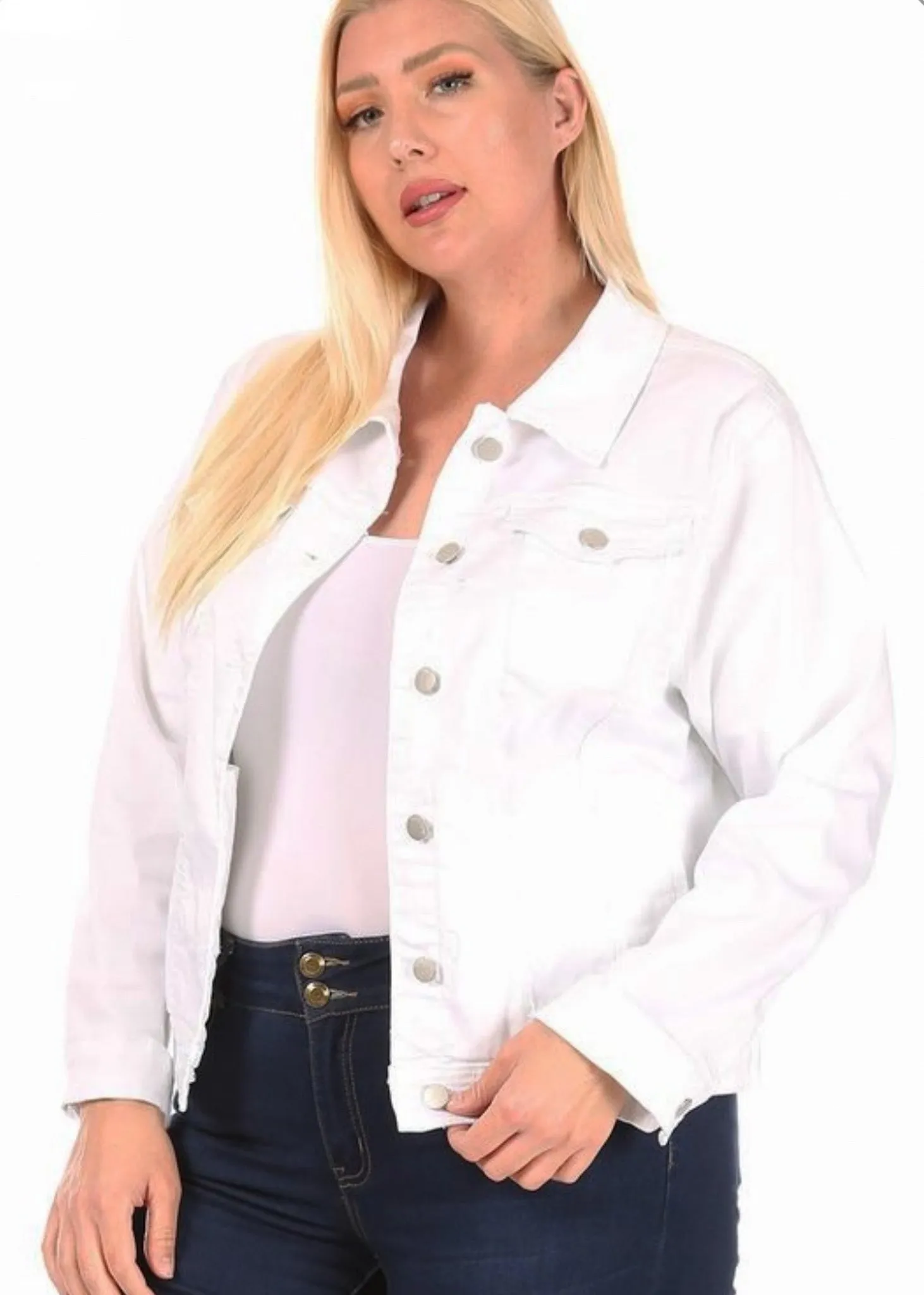 Amaryllis, Women’s Plus Size Denim Jacket, White