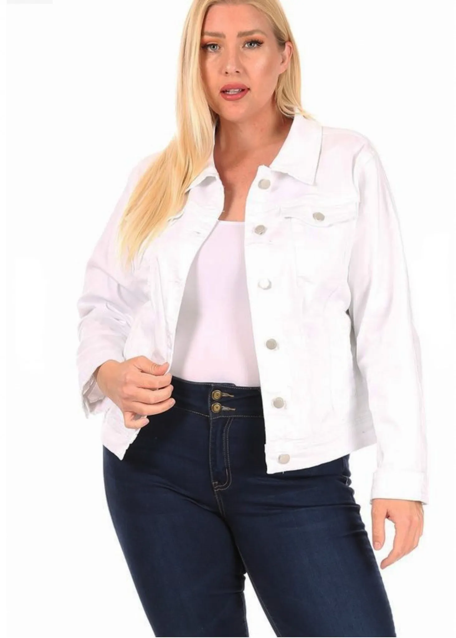 Amaryllis, Women’s Plus Size Denim Jacket, White