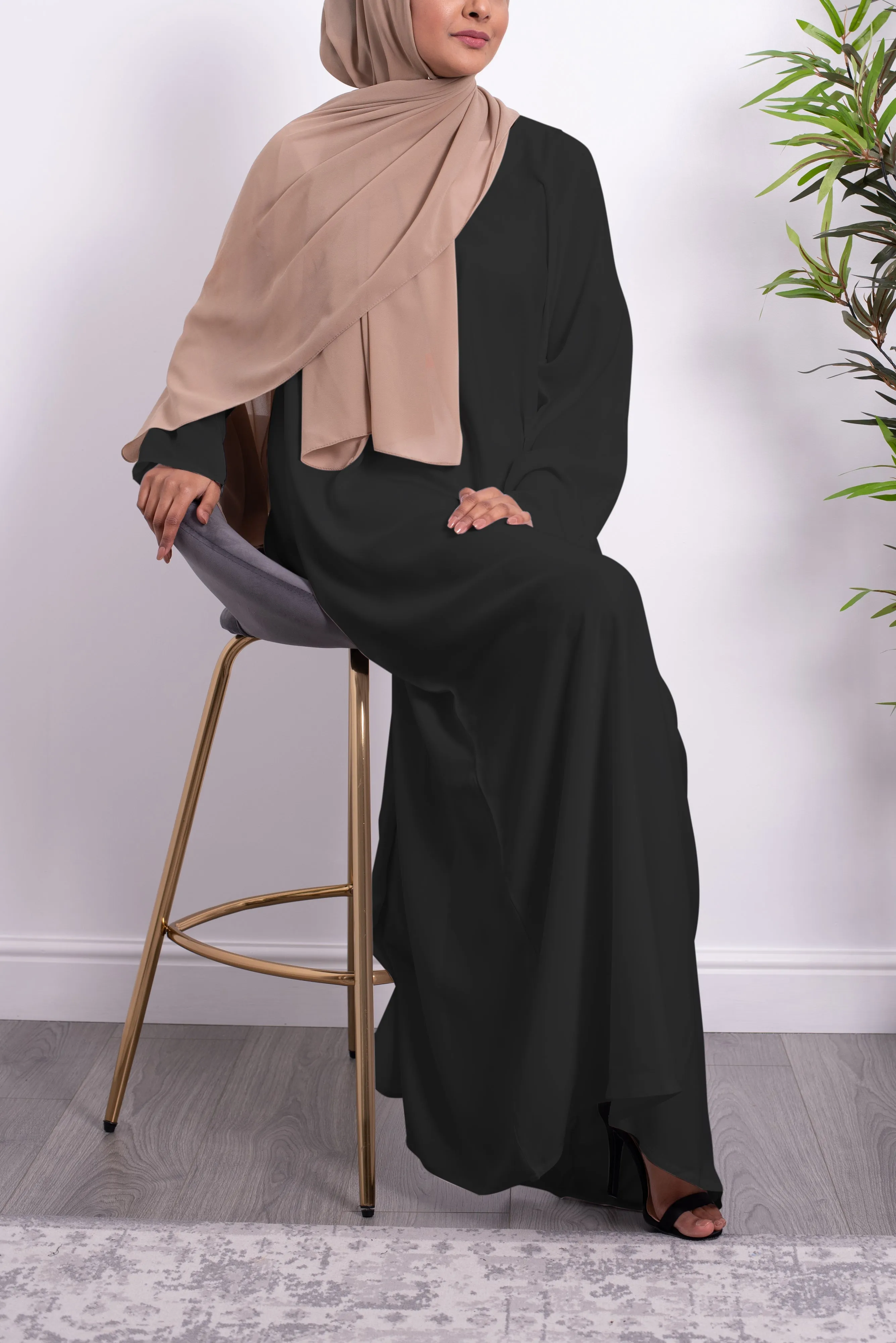Black Full Sleeve Slip Dress