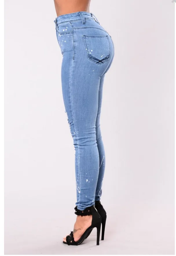 casual Solid Color high waist ripped trousers jeans