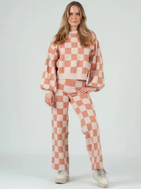 Checkered Sweater & Pant Set-Pale Geranium