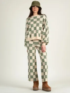 CHECKMATE Sweater and Pant Set-Sage Vanilla