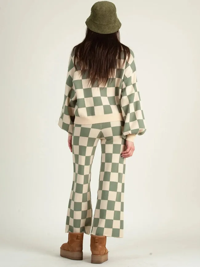 CHECKMATE Sweater and Pant Set-Sage Vanilla