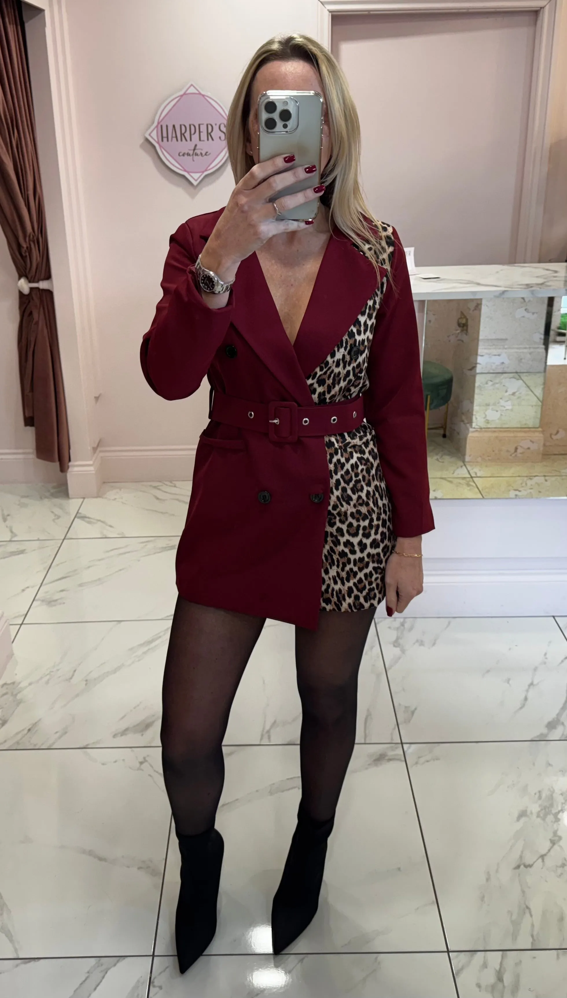 Chenise Leopard Trim Blazer