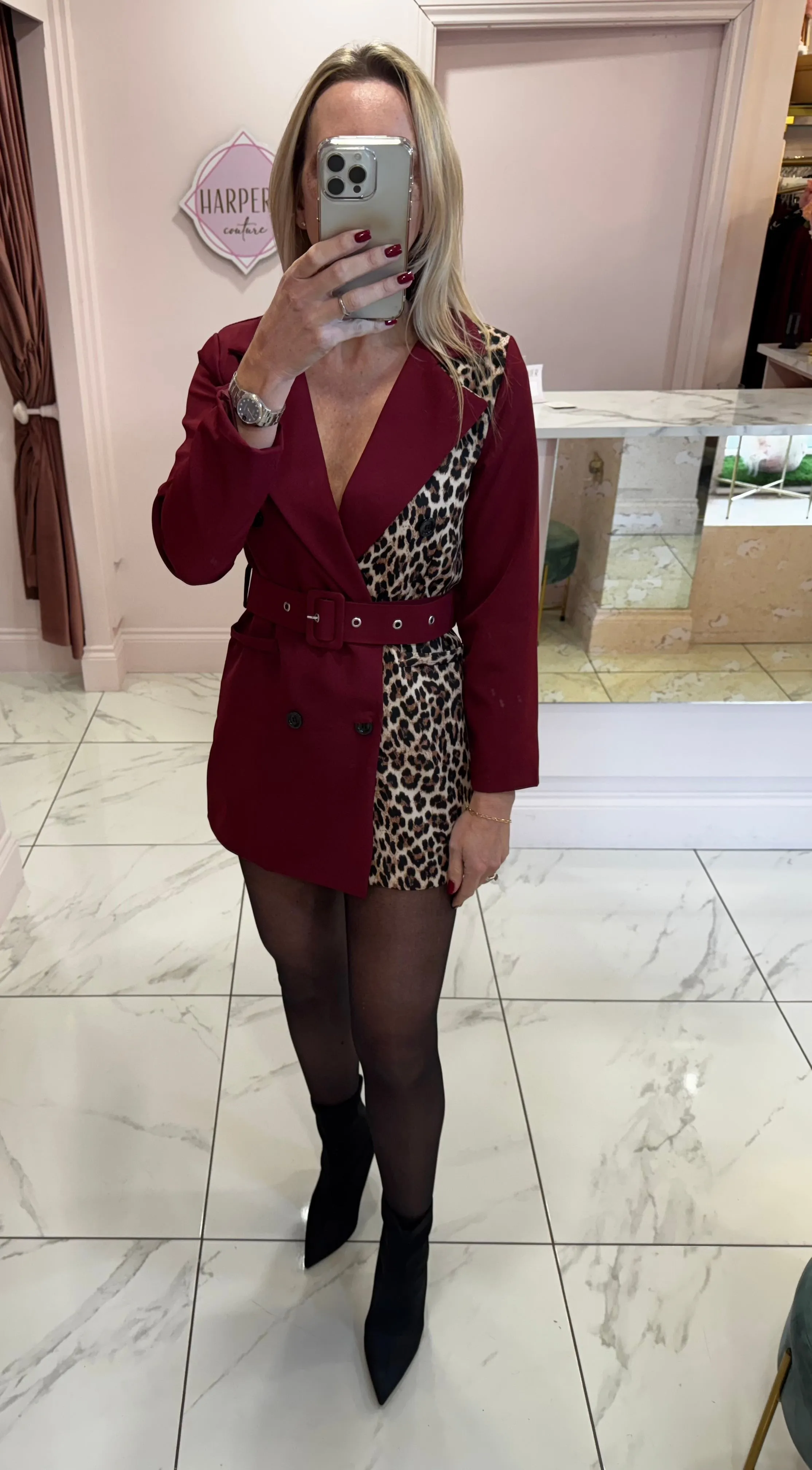 Chenise Leopard Trim Blazer