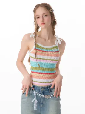 Colorful Striped Knitted Vest Top