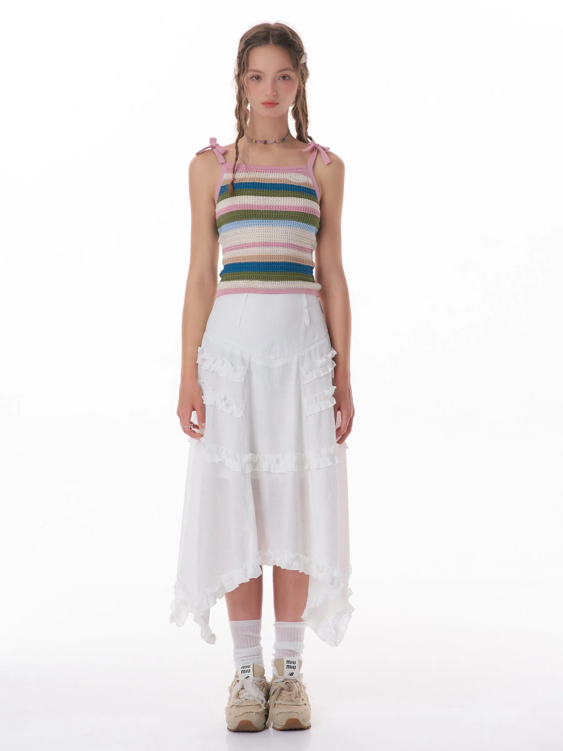 Colorful Striped Knitted Vest Top