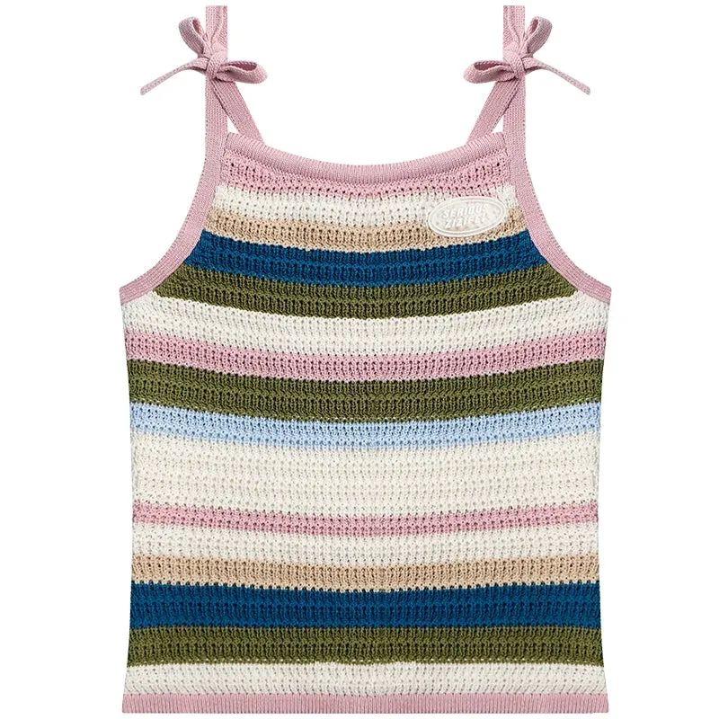 Colorful Striped Knitted Vest Top