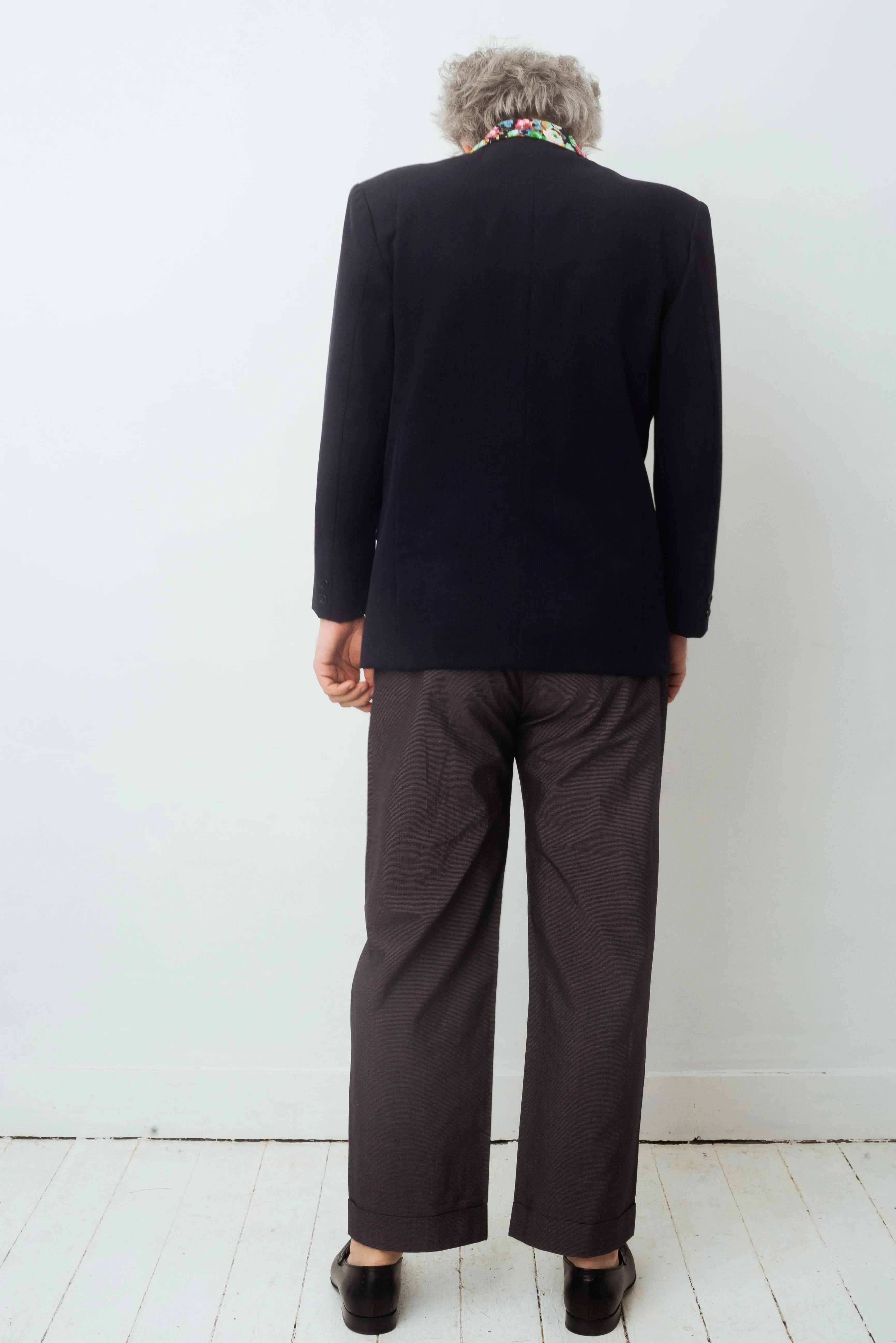 Comme des Garçons Homme plus FW 1988 blue light wool blazer with flower collar