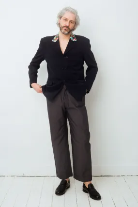 Comme des Garçons Homme plus FW 1988 blue light wool blazer with flower collar
