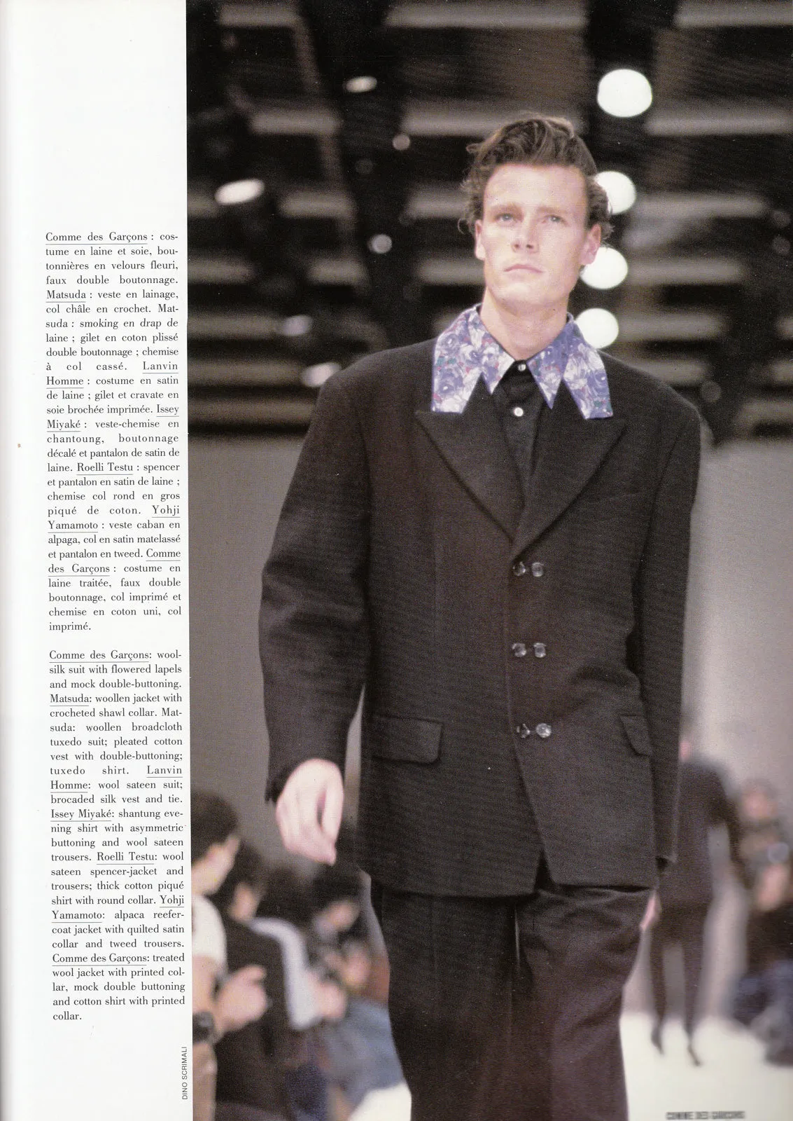 Comme des Garçons Homme plus FW 1988 blue light wool blazer with flower collar