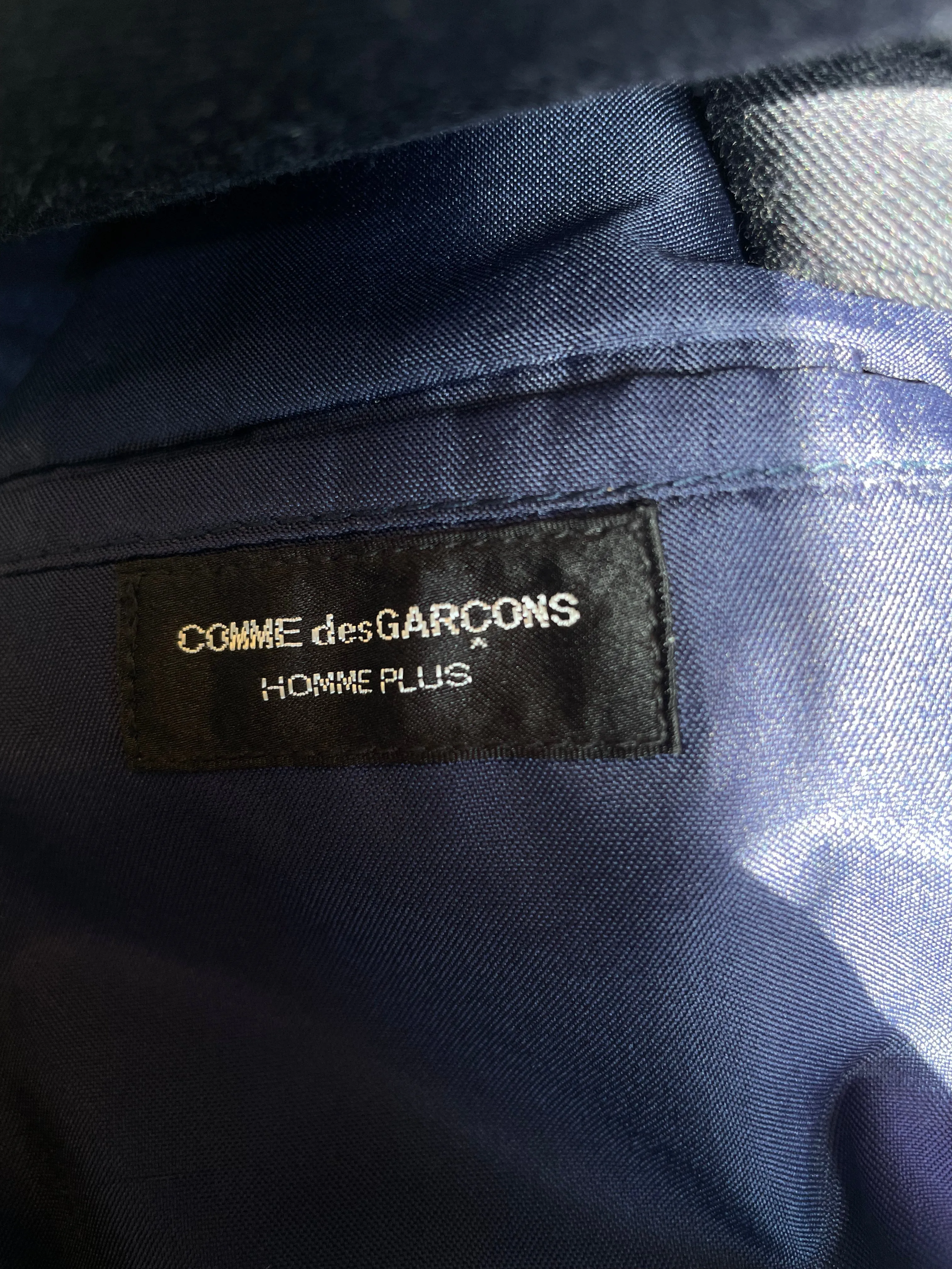 Comme des Garçons Homme plus FW 1988 blue light wool blazer with flower collar