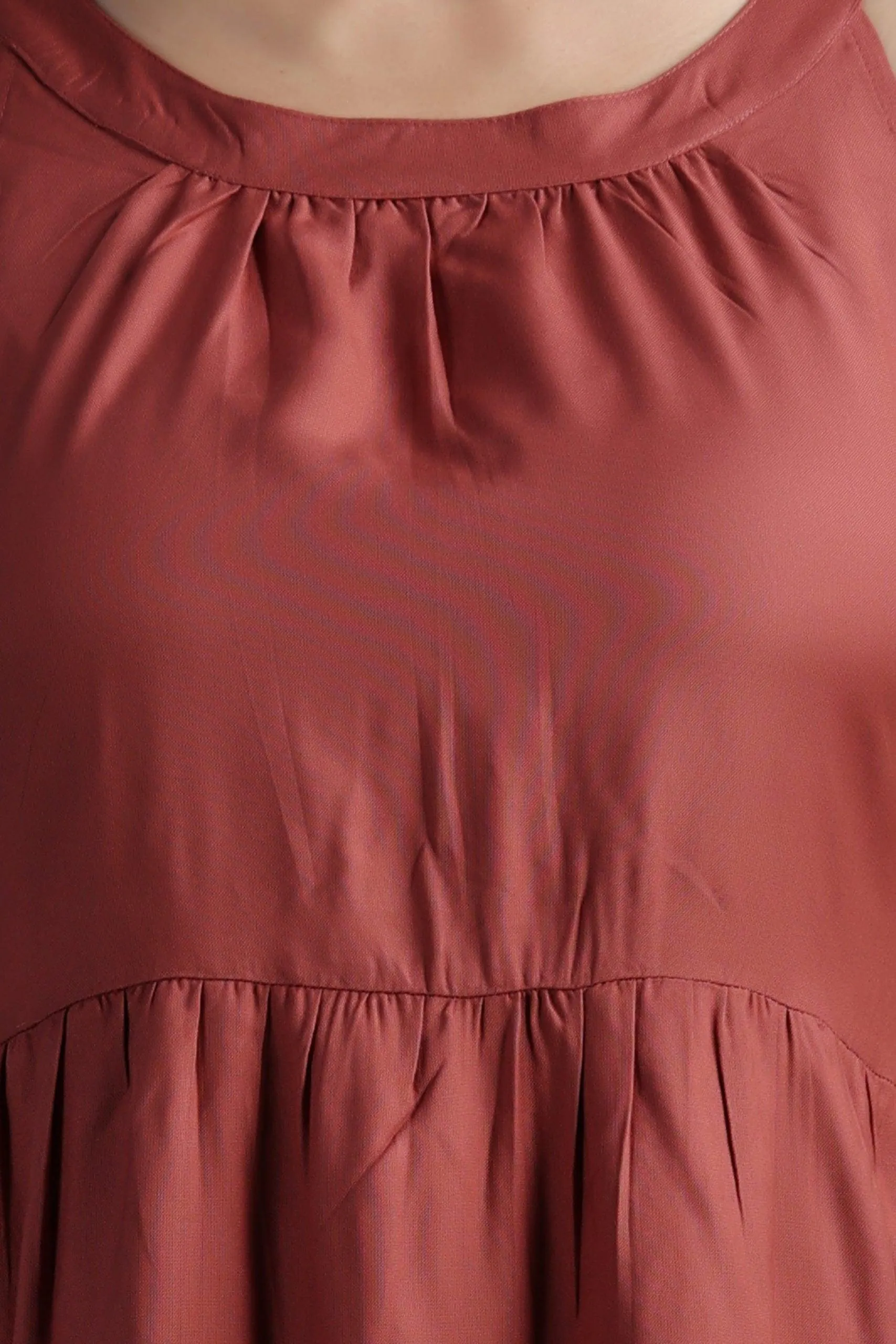Copper Solid Midi Dress
