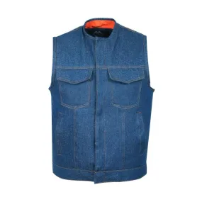 Cut off Blue Denim Mens Waiscoat-Gilet Biker