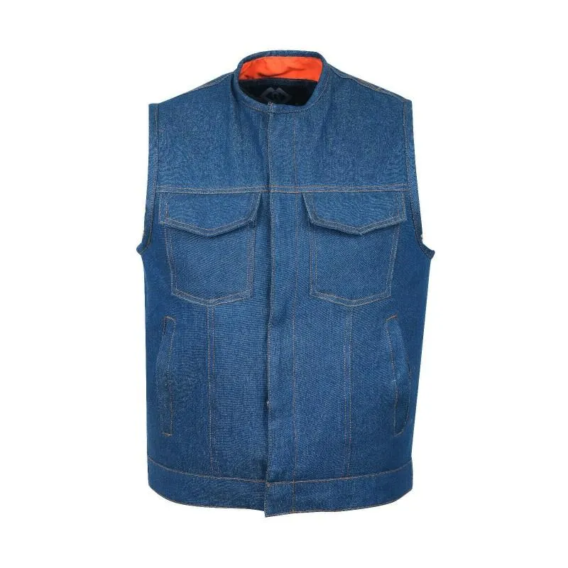 Cut off Blue Denim Mens Waiscoat-Gilet Biker