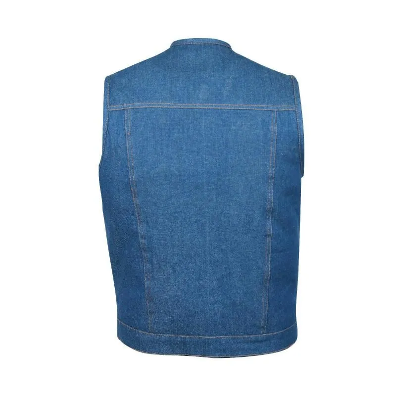 Cut off Blue Denim Mens Waiscoat-Gilet Biker