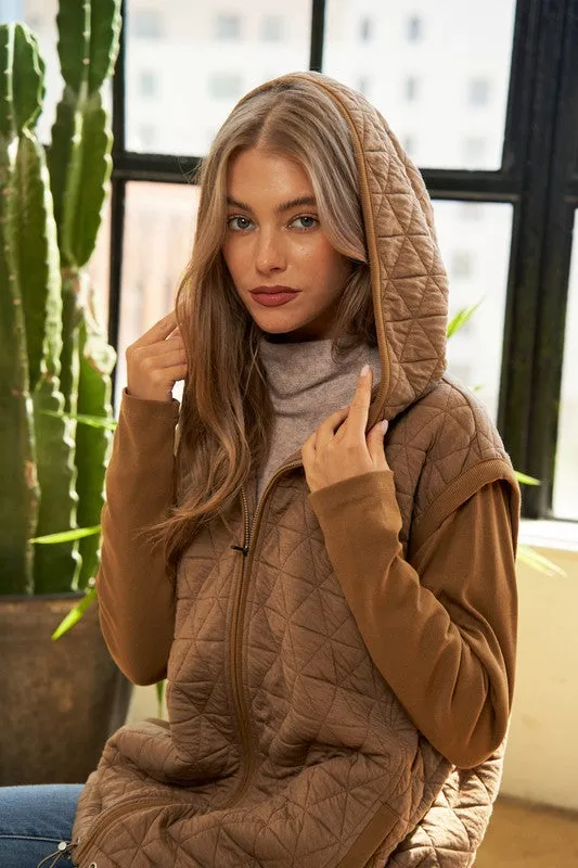Davi & Dani Solid Long Sleeve Zipper Front Hoodie Jacket