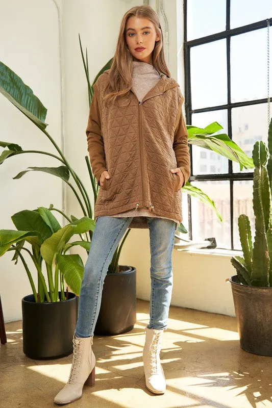 Davi & Dani Solid Long Sleeve Zipper Front Hoodie Jacket