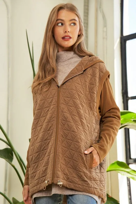 Davi & Dani Solid Long Sleeve Zipper Front Hoodie Jacket