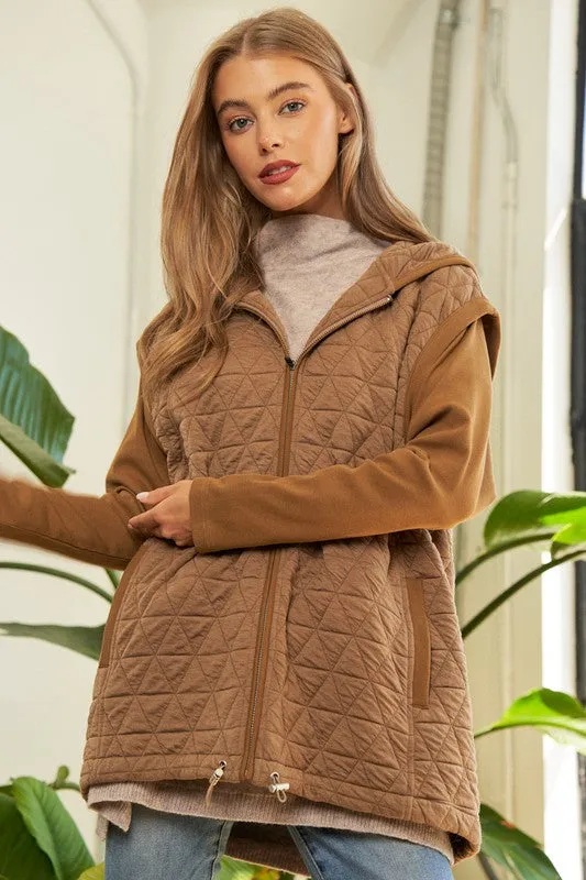 Davi & Dani Solid Long Sleeve Zipper Front Hoodie Jacket