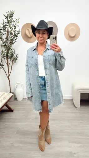 Distressed Denim Shirt Dress