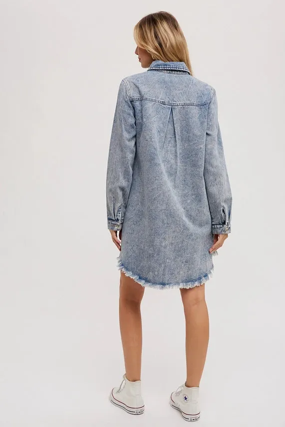 Distressed Denim Shirt Dress