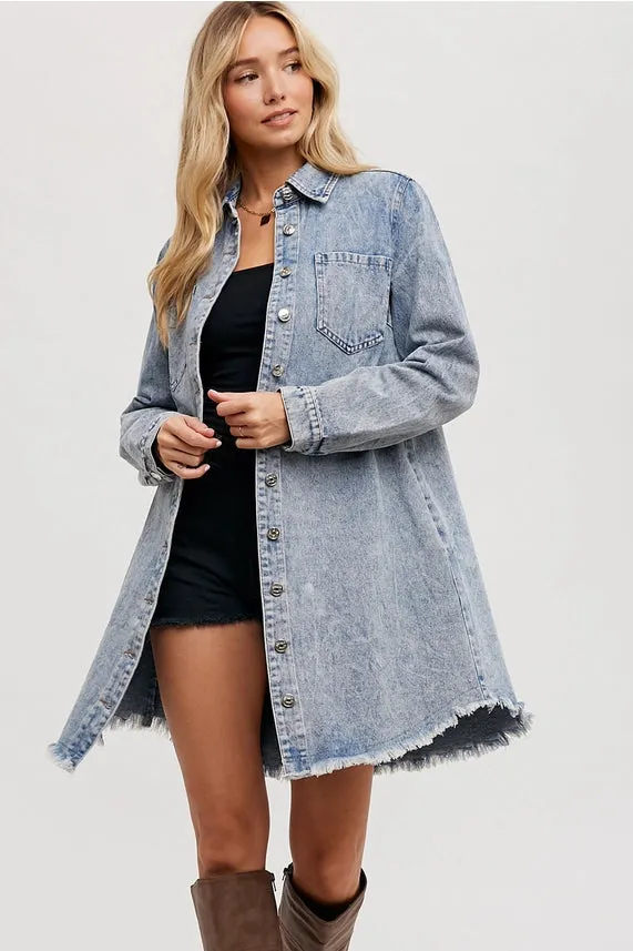Distressed Denim Shirt Dress