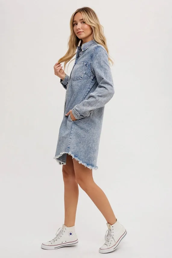 Distressed Denim Shirt Dress