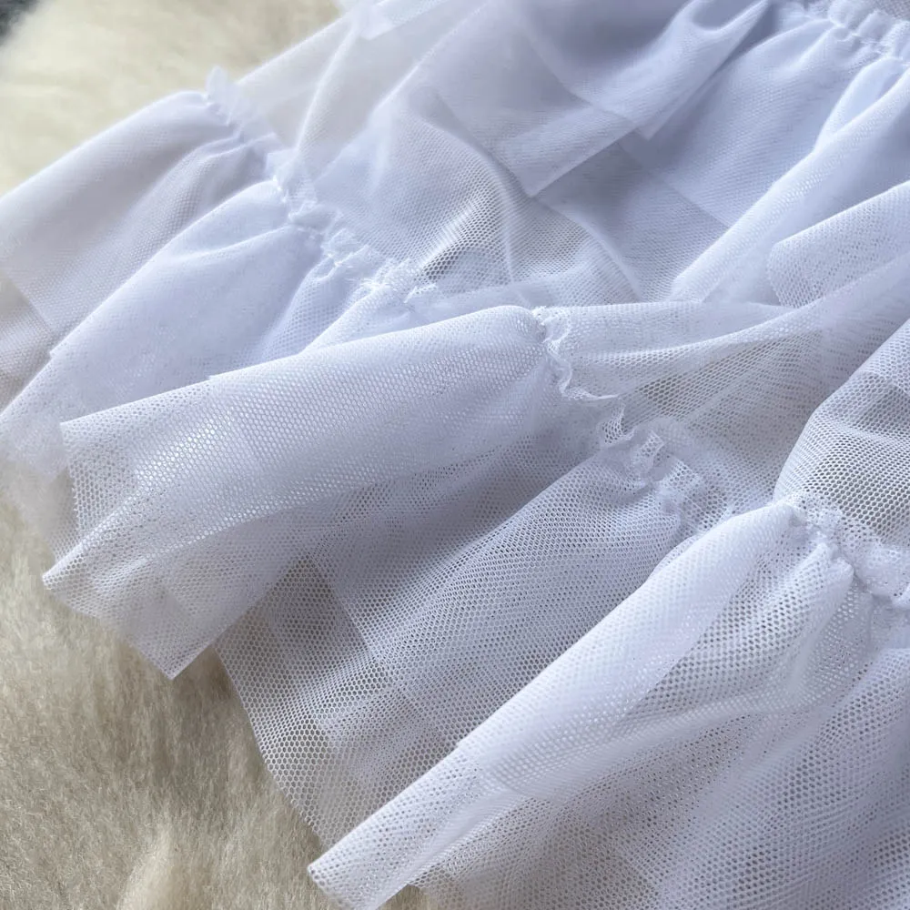 Fairy White Layered Mesh Slip Dress