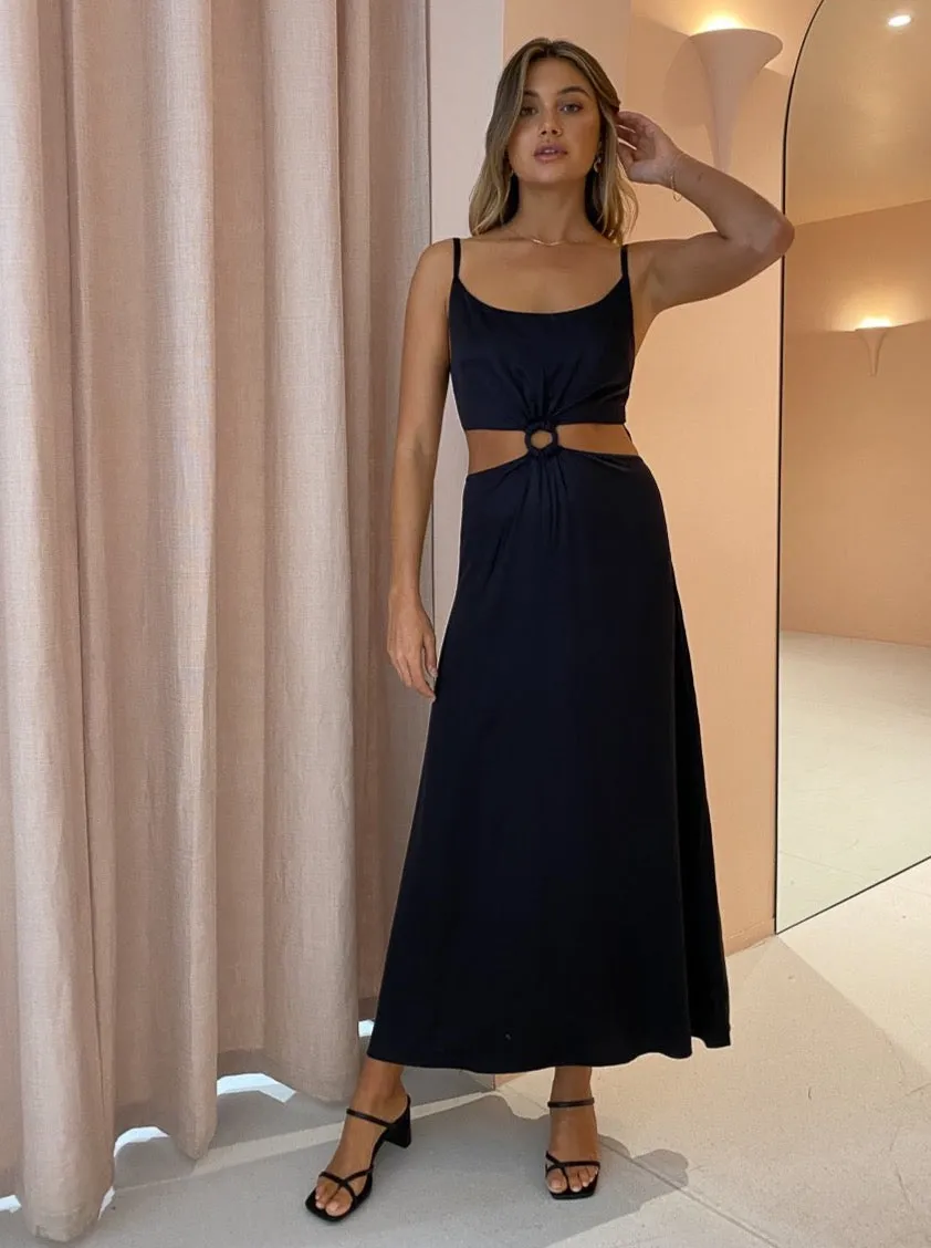Ginia Sabrina Maxi Dress in Black