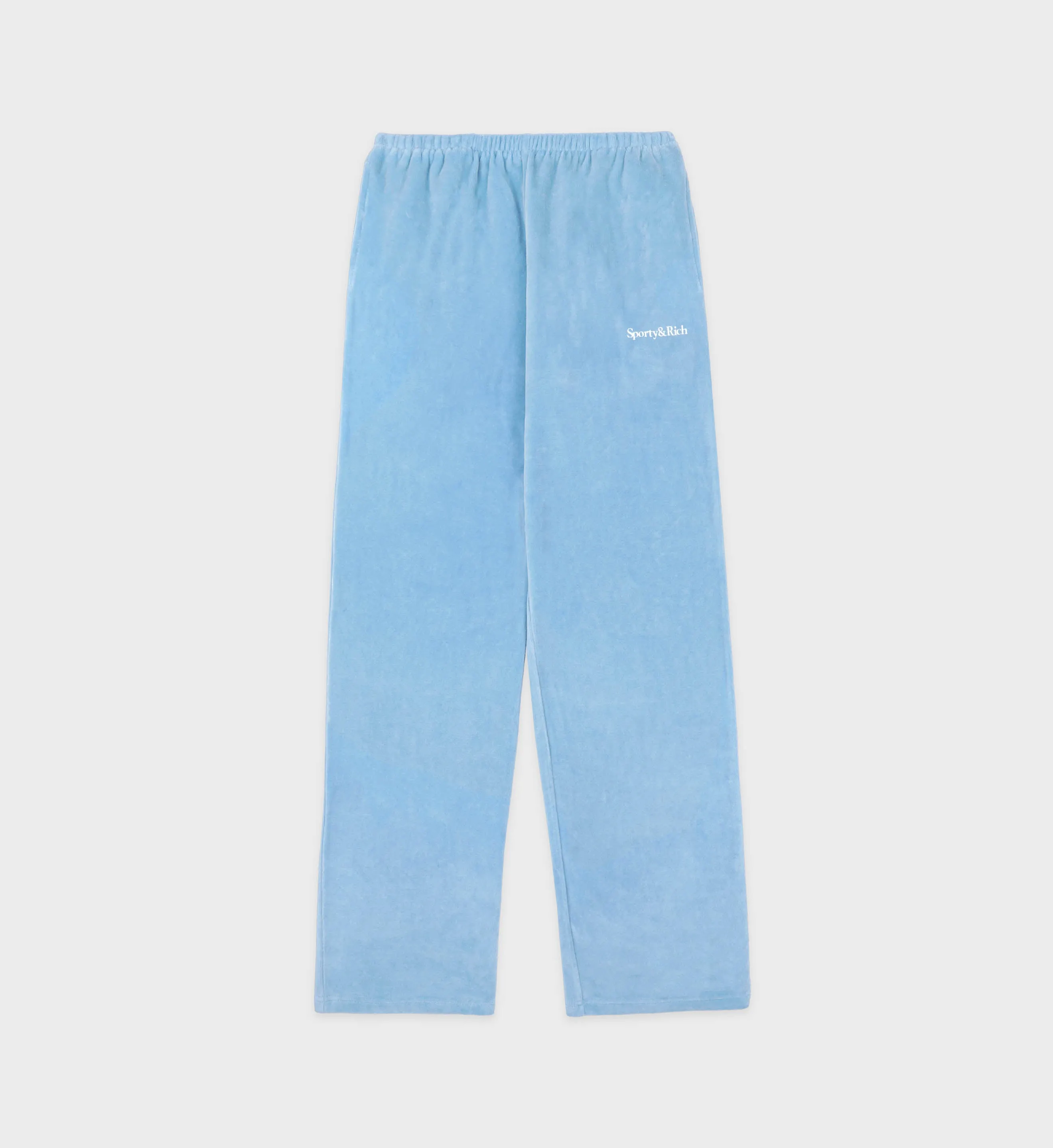 Health Ivy Velour Sweatpant - Sky Blue/White