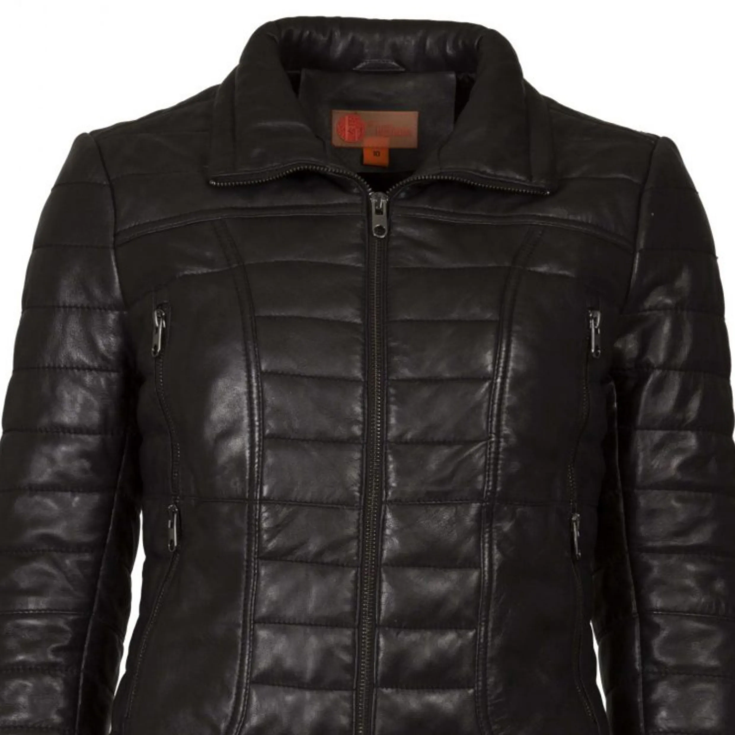 Helium Ladies Padded Nappa Leather Jacket F-Waiver - Black