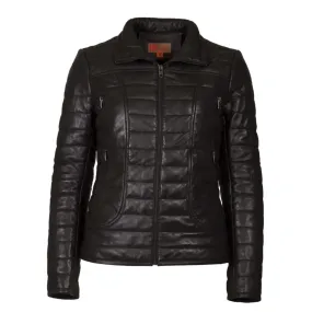 Helium Ladies Padded Nappa Leather Jacket F-Waiver - Black