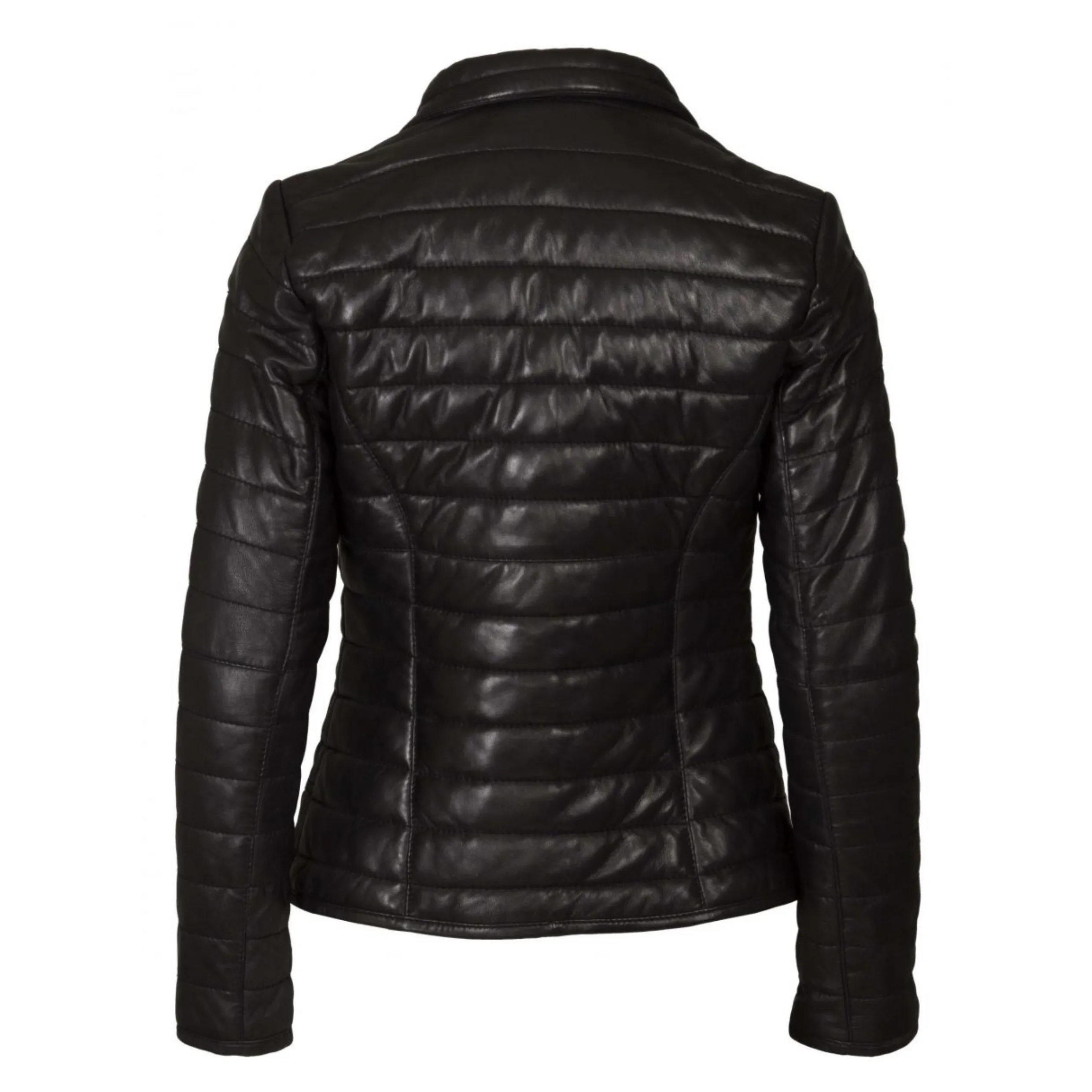 Helium Ladies Padded Nappa Leather Jacket F-Waiver - Black