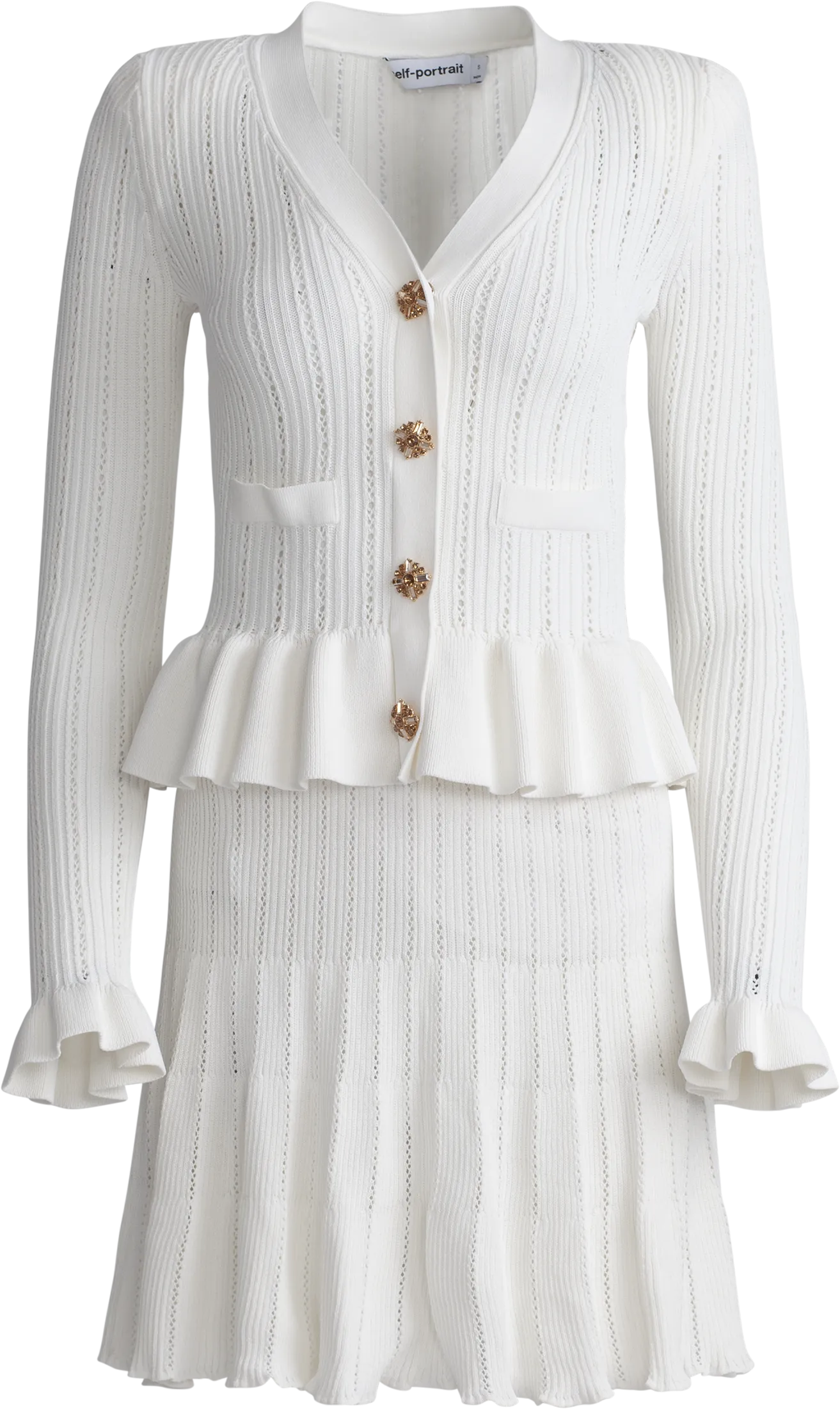 Knit Peplum Mini Dress - White