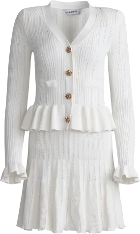 Knit Peplum Mini Dress - White
