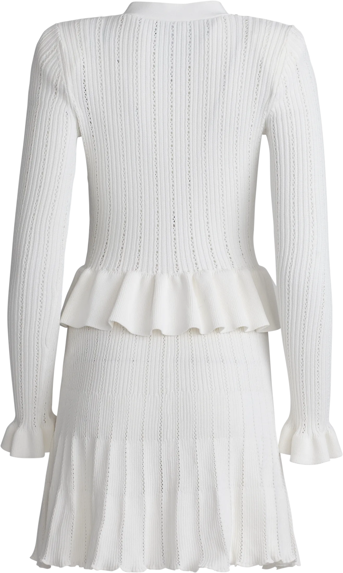 Knit Peplum Mini Dress - White