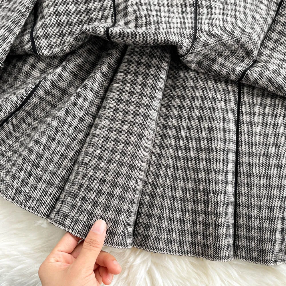 Knit Single-breasted Patchwork Dress