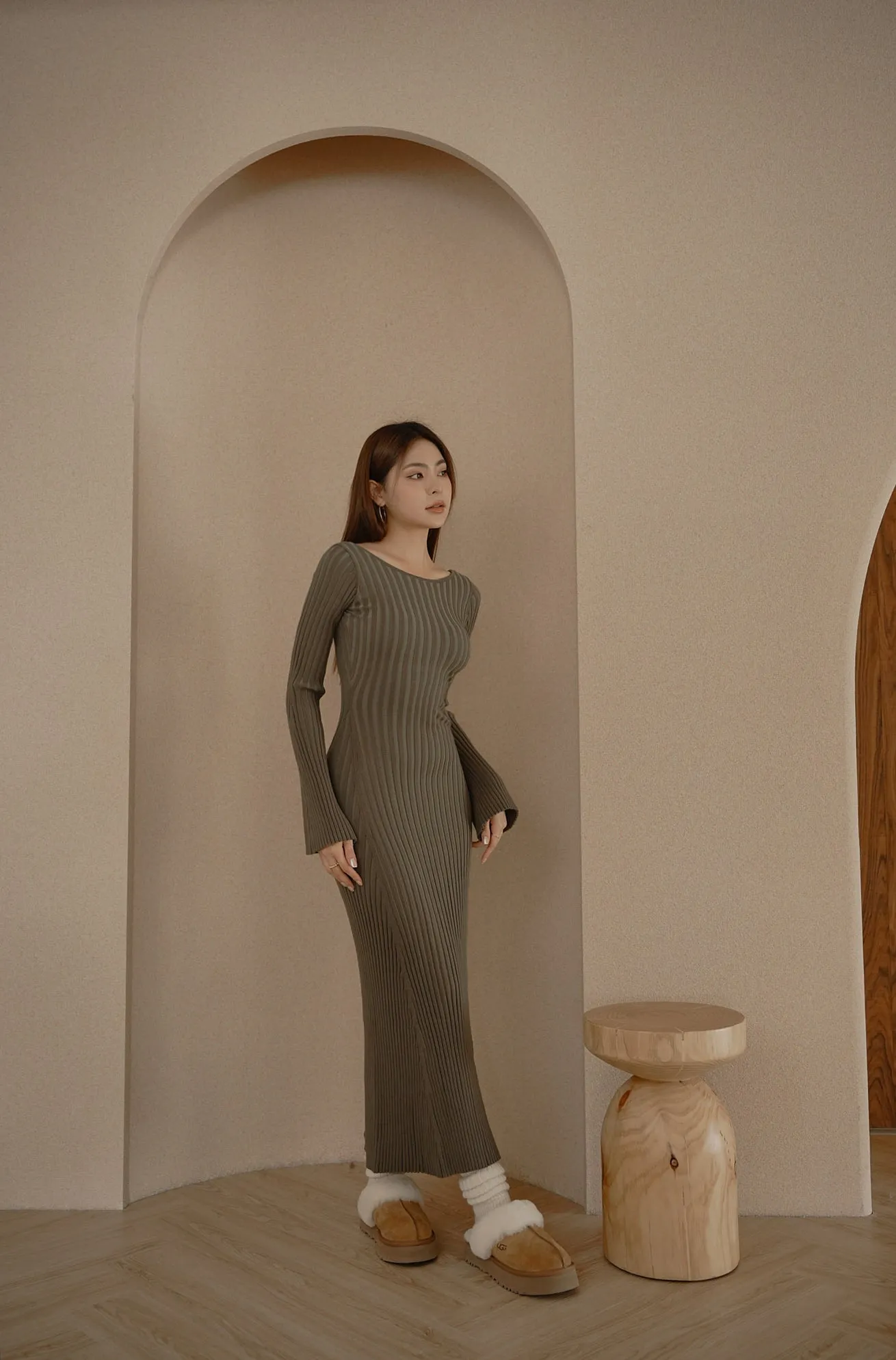 Knit Trumpet Sleeve Bra Dress (針織喇叭袖美背)