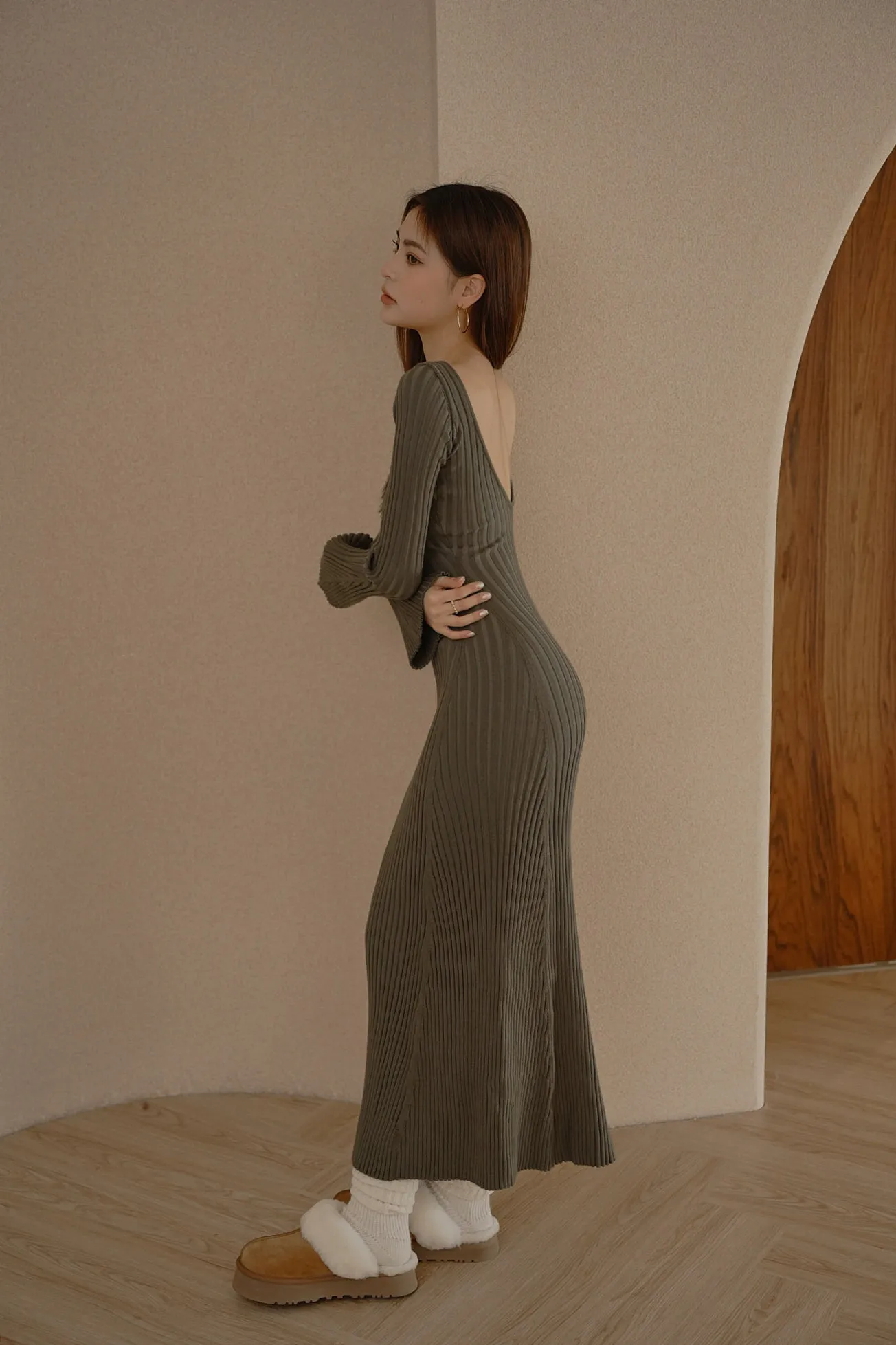 Knit Trumpet Sleeve Bra Dress (針織喇叭袖美背)