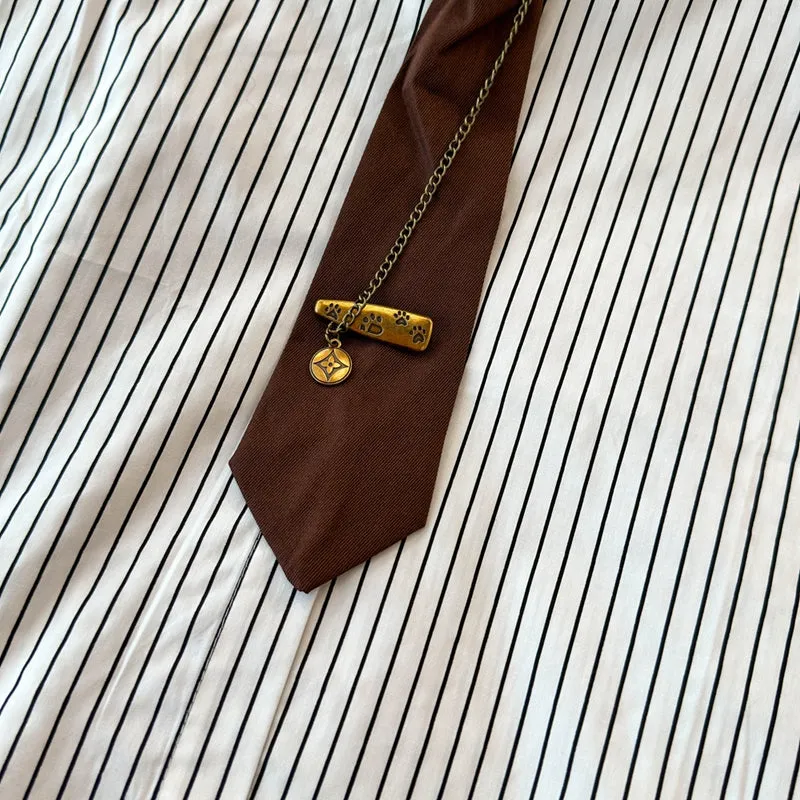 Knitted Vest&Striped Shirt 2Pcs