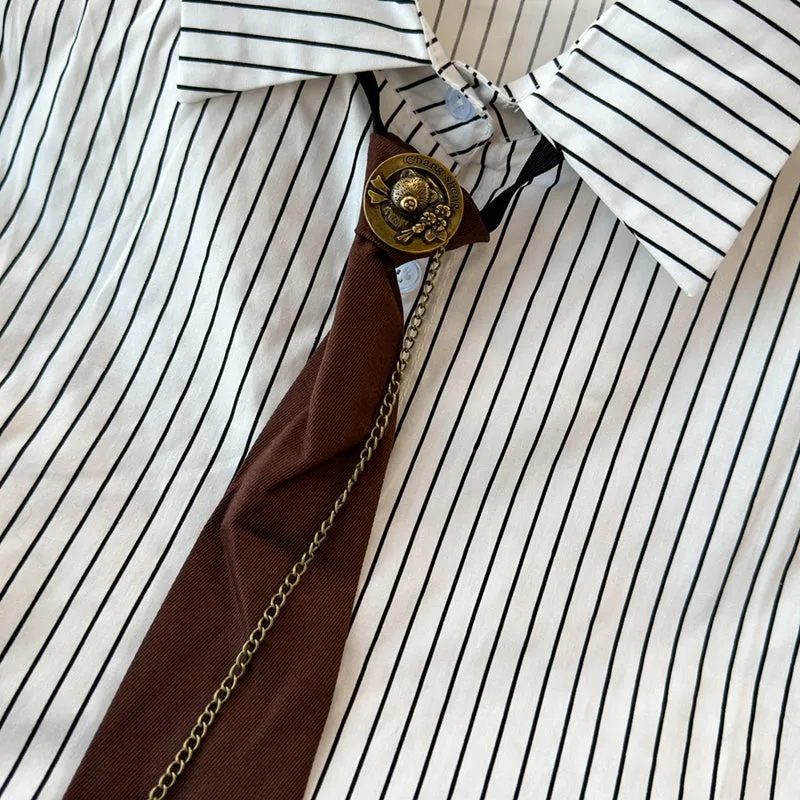 Knitted Vest&Striped Shirt 2Pcs