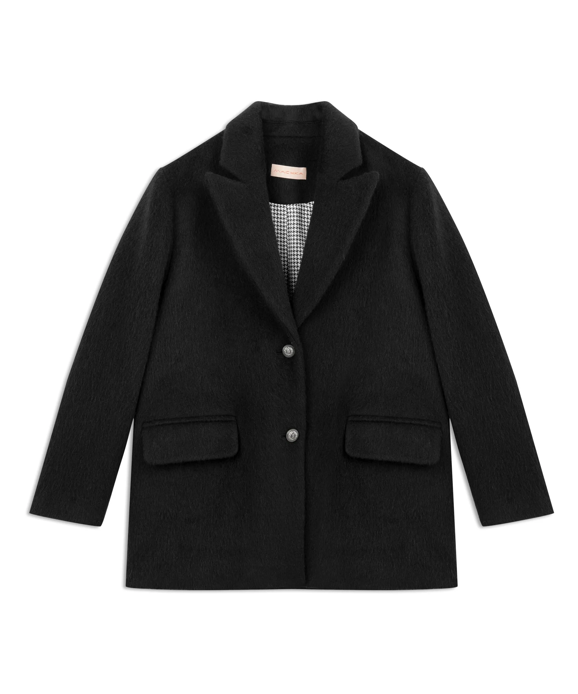 Machka Wool Blend Solid Blazer Black