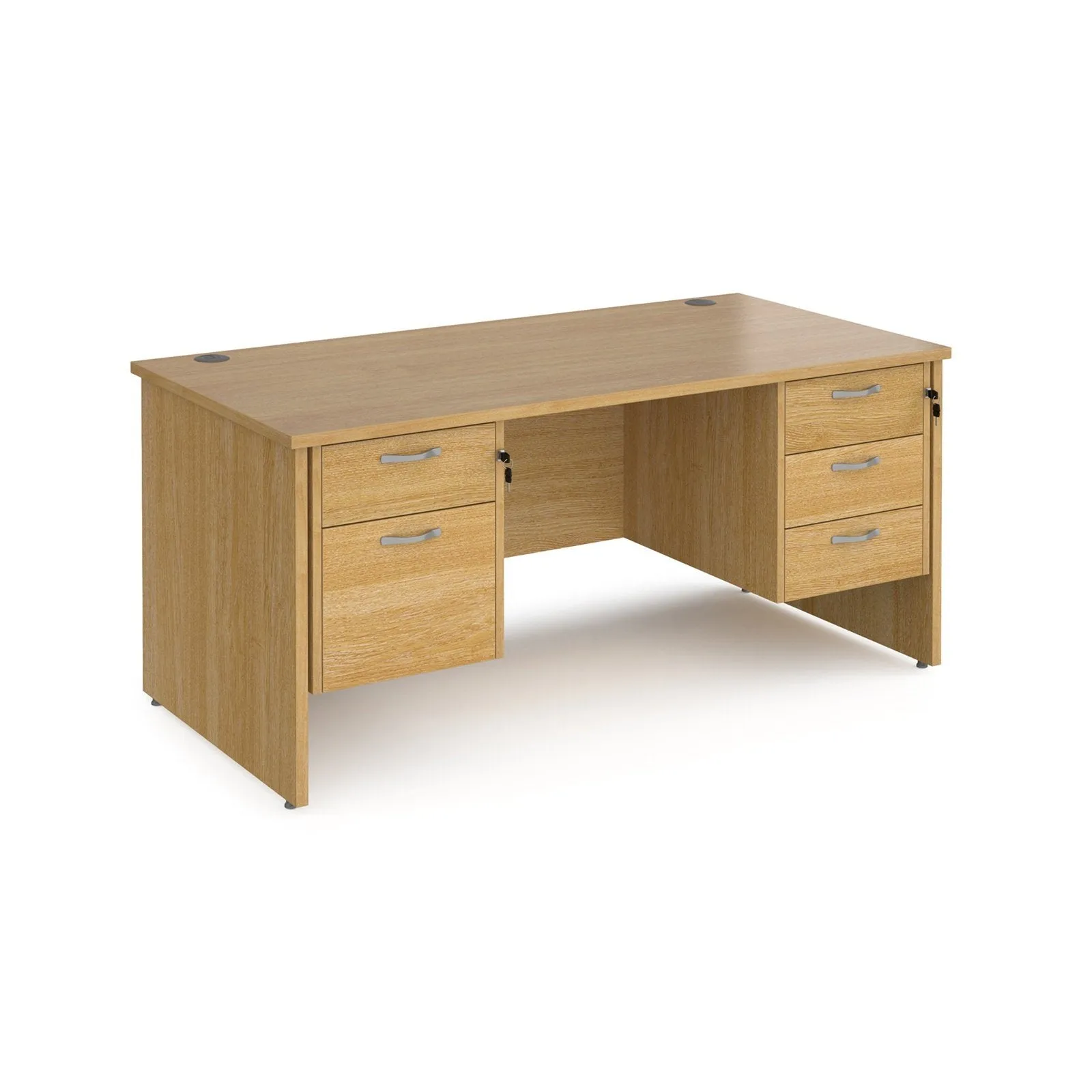 Maestro 25 panel leg straight desk 800 deep with 2 and 3 drawer pedestals