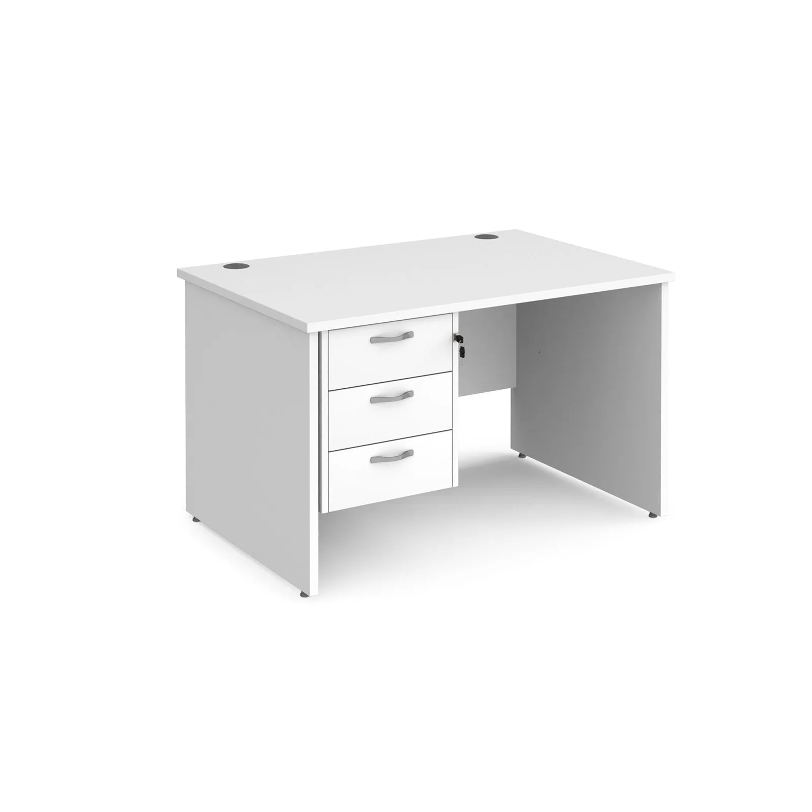 Maestro 25 panel leg straight desk 800 deep with 3 drawer pedestal