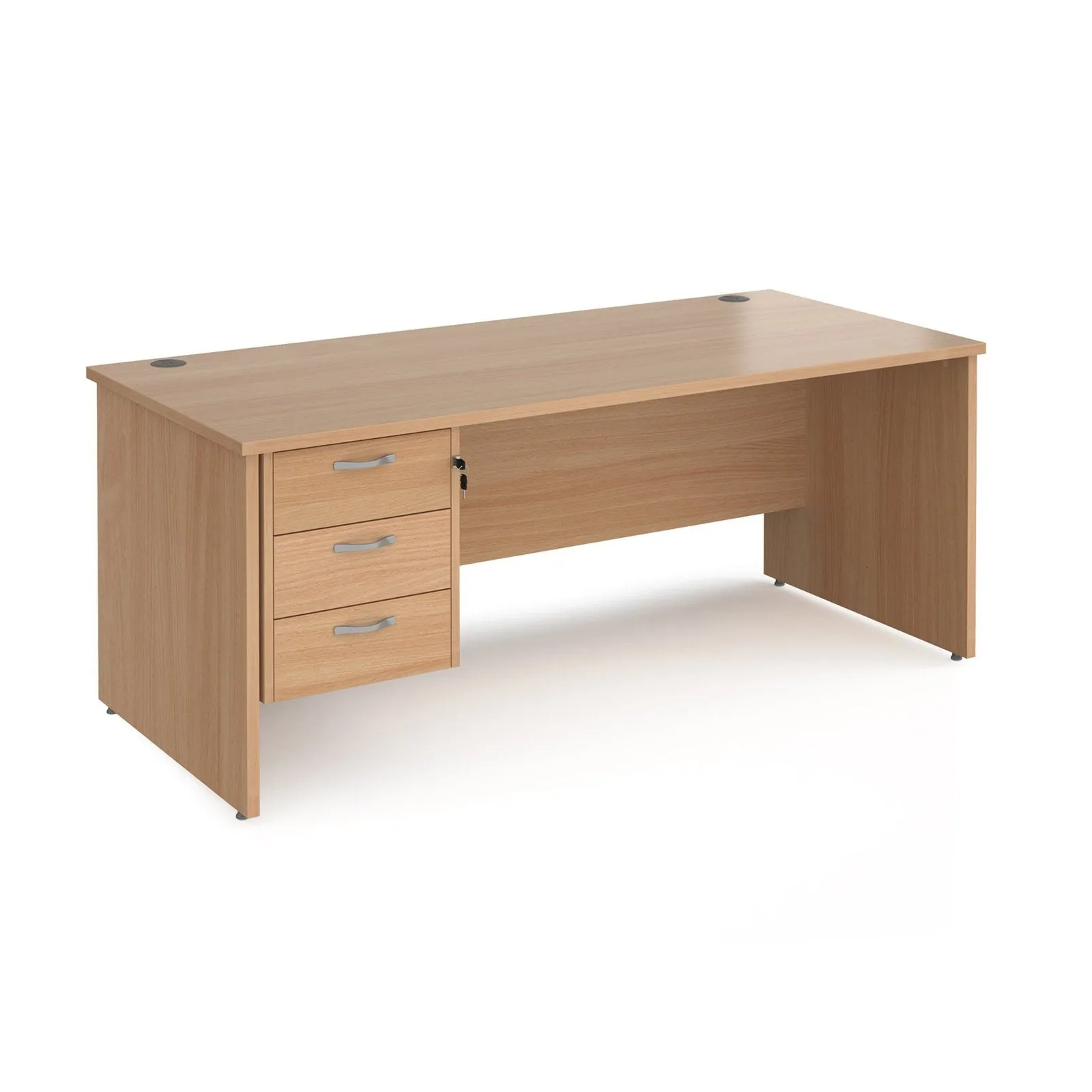 Maestro 25 panel leg straight desk 800 deep with 3 drawer pedestal
