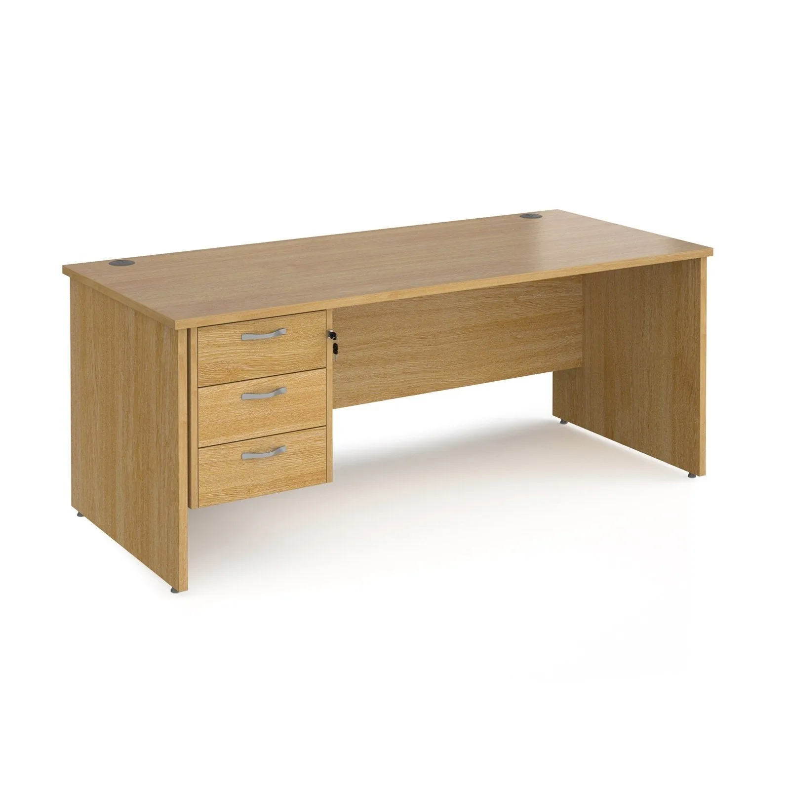 Maestro 25 panel leg straight desk 800 deep with 3 drawer pedestal