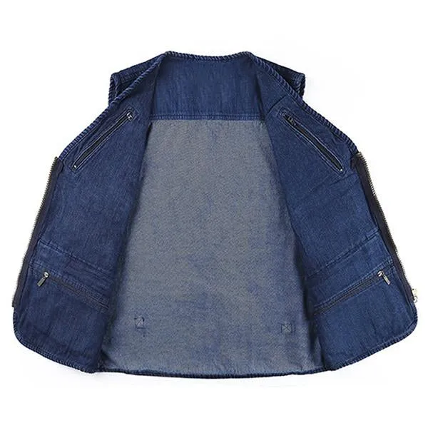 Men's Outdoor Multi-pocket Denim Vest 86805402M